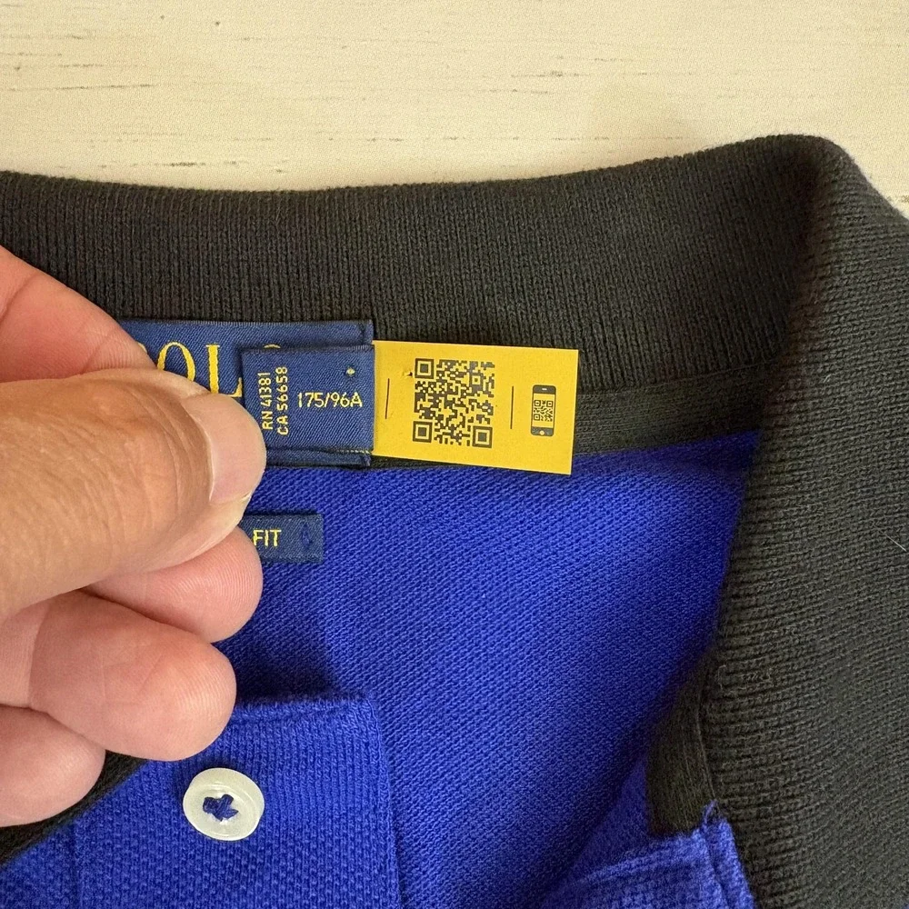 Polo Ralph Lauren Polo Shirt Mens M Blue Yellow Black Colorblock Classic Fit